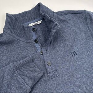 Travis Mathew M Blue V Neck‎ Cotton Pullover Sweater